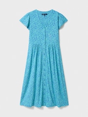 Μπλε - Crew Clothing Φόρεμα με φλοράλ ζέρσεϊ Alyssia Με κουμπιά Meadow - Εικόνα 5 από 5