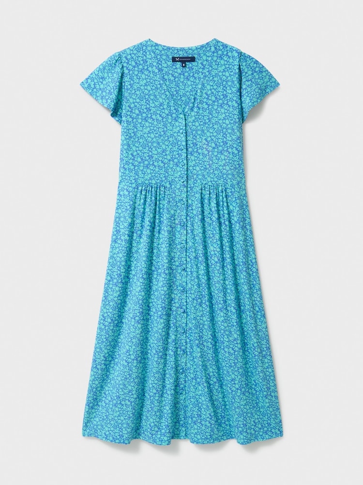 Μπλε - Crew Clothing Φόρεμα με φλοράλ ζέρσεϊ Alyssia Με κουμπιά Meadow - Εικόνα 5 από 5