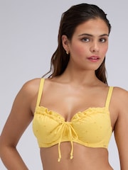 Boux Avenue Yellow Amalfi Broderie Bikini Top - Image 1 of 4