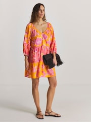 Figleaves Pink Tiered Mini Beach Dress - Image 1 of 4