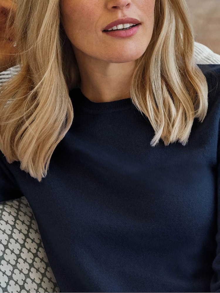 Pure Collection Blue Cashmere Crew Neck Jumper - Image 3 of 3