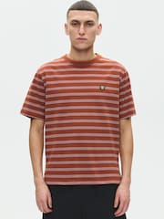 Double A by Wood Wood Terracotta Brown Easton Stripe T-Shirt - Image 3 of 5