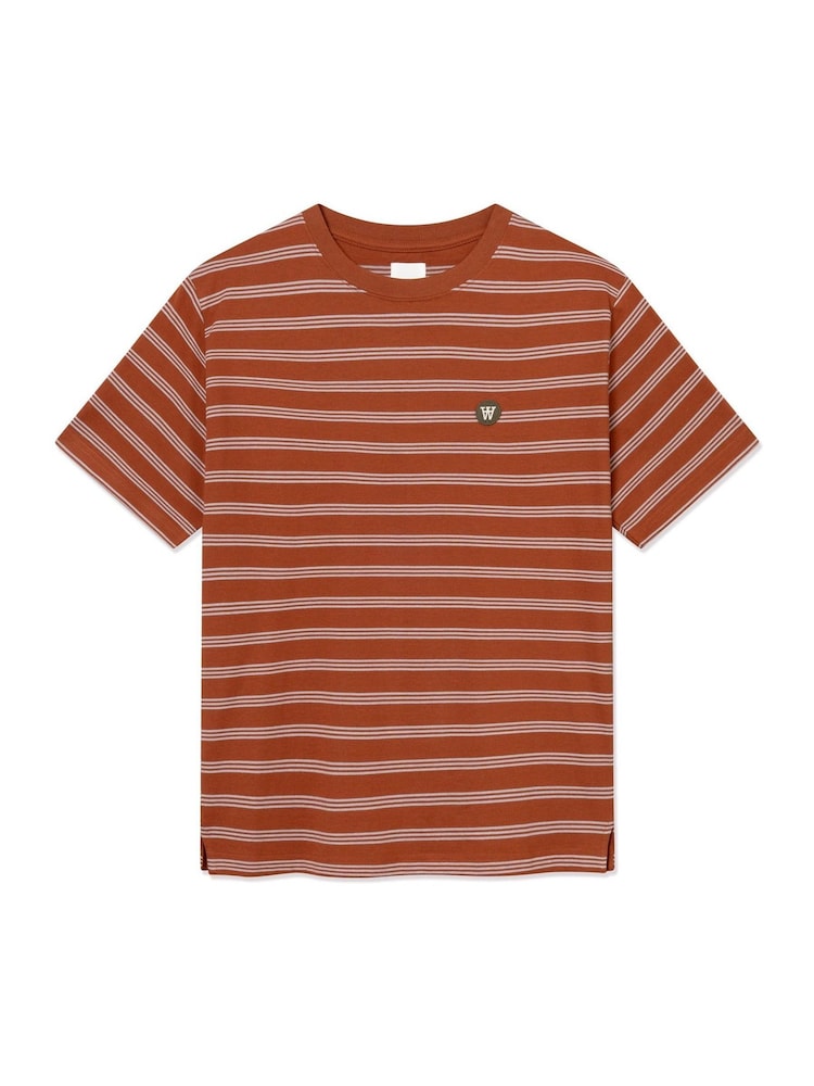 Double A by Wood Wood Terracotta Brown Easton Stripe T-Shirt - Image 5 of 5 Double A by Wood Wood Terracotta Brown Easton Stripe T-Shirt - Image 5 of 5