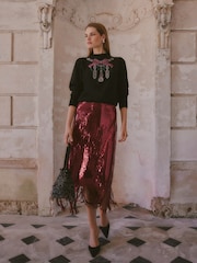 Love & Roses X V&A Black Embellished Bow High Neck Knitted Jumper - Image 4 of 7