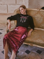 Love & Roses X V&A Black Embellished Bow High Neck Knitted Jumper - Image 6 of 7
