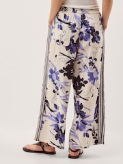 Monsoon Blue Nicolette Floral Linen Blend Wide Leg Trousers - Image 3 of 4