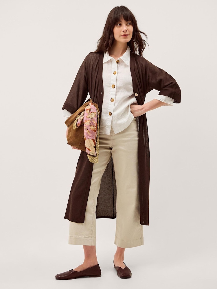 Monsoon Brown Lo Longline Cardigan - Image 1 of 6