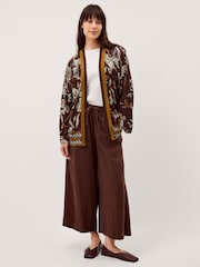 Monsoon Brown Esther Floral Linen Blend Jacket - Image 1 of 4