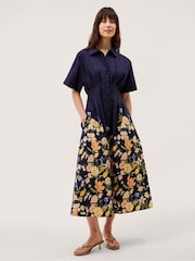 Monsoon Blue Suri Floral Print Midi Dress - Image 1 of 5