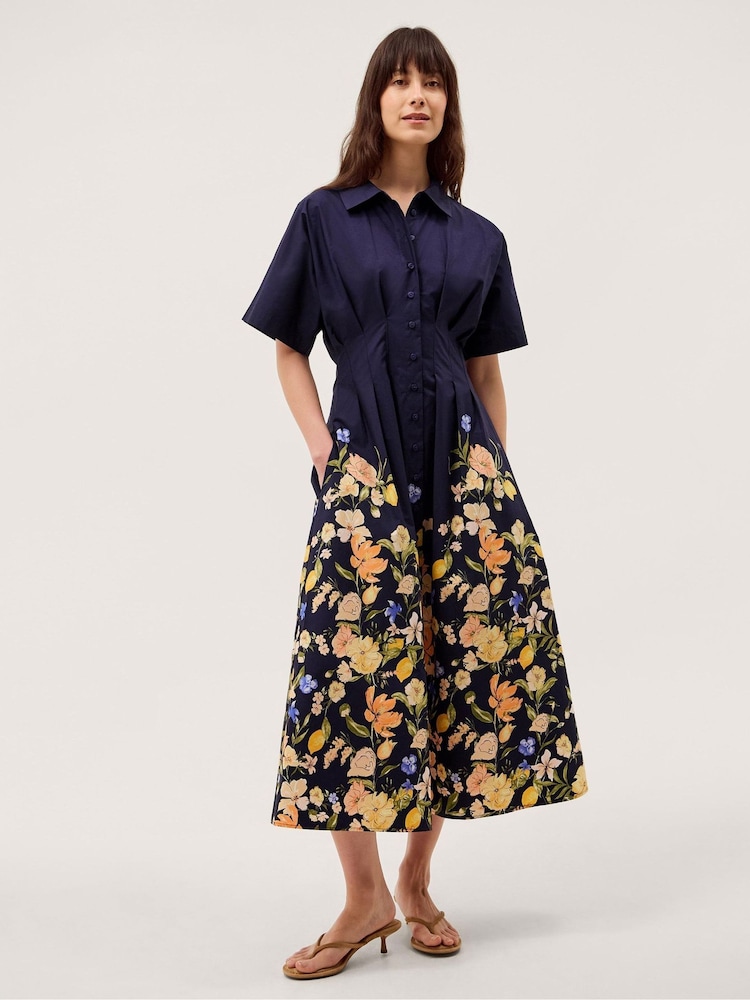 Monsoon Blue Suri Floral Print Midi Dress - Image 1 of 5