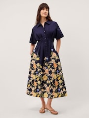 Monsoon Blue Suri Floral Print Midi Dress - Image 4 of 5