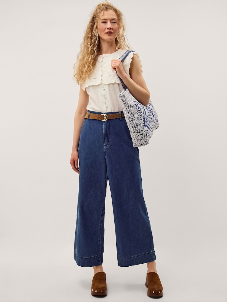 Monsoon Blue Wendy Wide Leg Jeans - Image 2 of 4 Monsoon Blue Wendy Wide Leg Jeans - Image 2 of 4