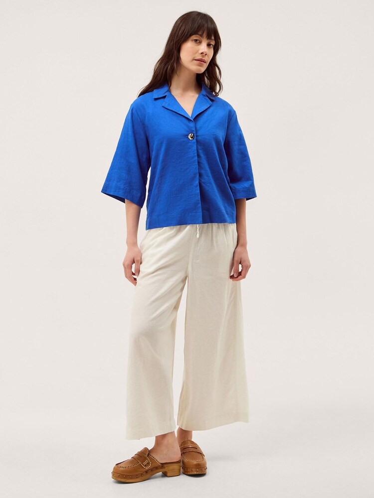 Monsoon Blue Emily Linen Blend Shirt - Image 1 of 5