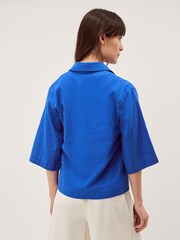 Monsoon Blue Emily Linen Blend Shirt - Image 3 of 5