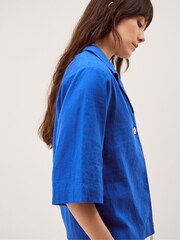 Monsoon Blue Emily Linen Blend Shirt - Image 4 of 5