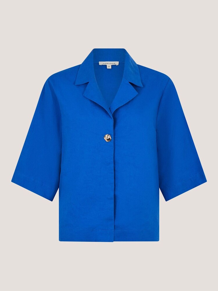 Monsoon Blue Emily Linen Blend Shirt - Image 5 of 5