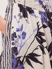 Monsoon Blue Nicolette Floral Linen Blend Midi Dress - Image 3 of 5