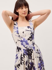 Monsoon Blue Nicolette Floral Linen Blend Midi Dress - Image 5 of 5