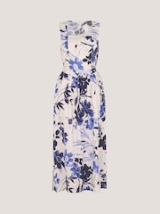 Monsoon Blue Nicolette Floral Linen Blend Midi Dress - Image 6 of 6