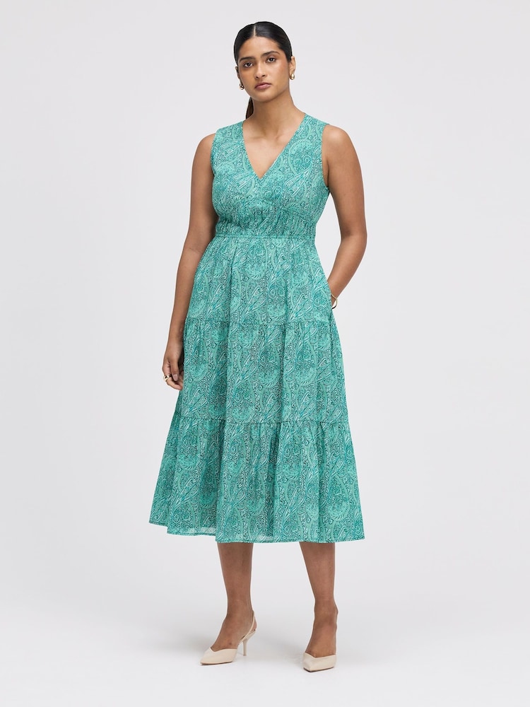Rochie midi cu etaje din bumbac Finery Shannon - Imaginea 4 din 4