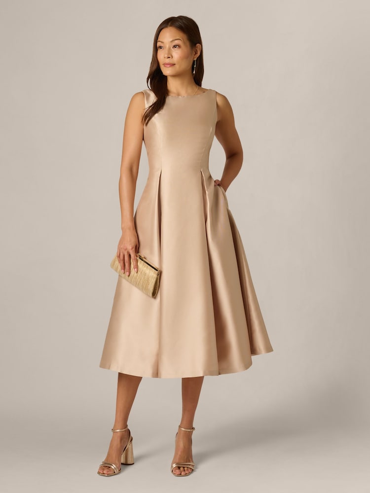 Adrianna Papell Natural Sleeveless Tea Length Dress - Image 2 of 6 Adrianna Papell Natural Sleeveless Tea Length Dress - Image 2 of 6