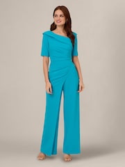 Adrianna Papell Blue Knit Crepe Jumpsuit - Image 3 of 5