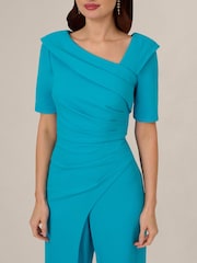 Adrianna Papell Blue Knit Crepe Jumpsuit - Image 4 of 5