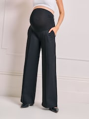 Қара - Seraphine Maternity Over Bump Wide Leg Trousers - 8суретінің 3 суреті