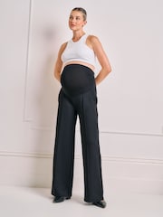 Қара - Seraphine Maternity Over Bump Wide Leg Trousers - 8суретінің 4 суреті