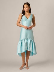 Adrianna Papell Blue Tie Mikado Dress - Image 1 of 6