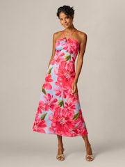 فستان كريب مورّد بطول الكاحل من Adrianna Papell - Image 1 of 6