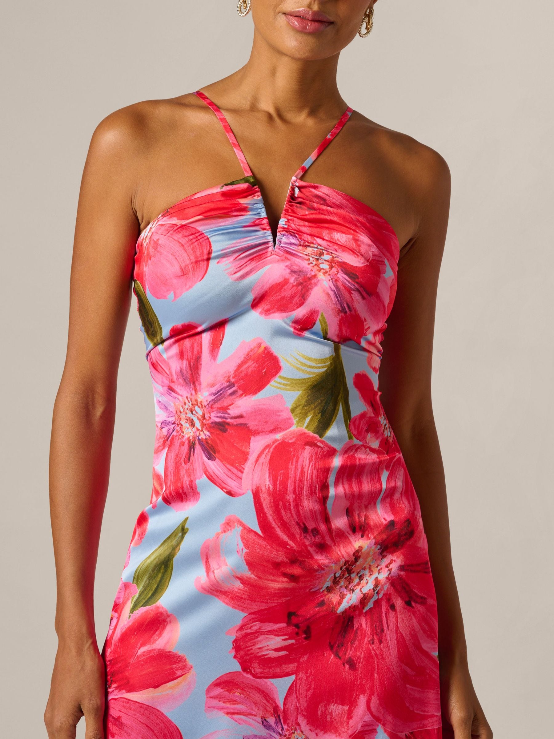 Buy Adrianna Papell Blue Floral Crepe Ankle Dress from Next USA