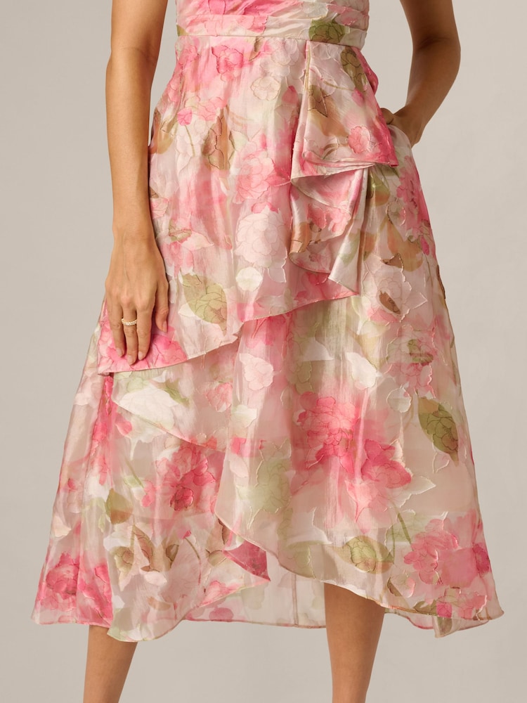 Adrianna Papell Pink Cascade Organza Dress - Image 6 of 6