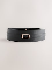 Black Wide Covered Buckle Corset Belt - Image 1 of 3