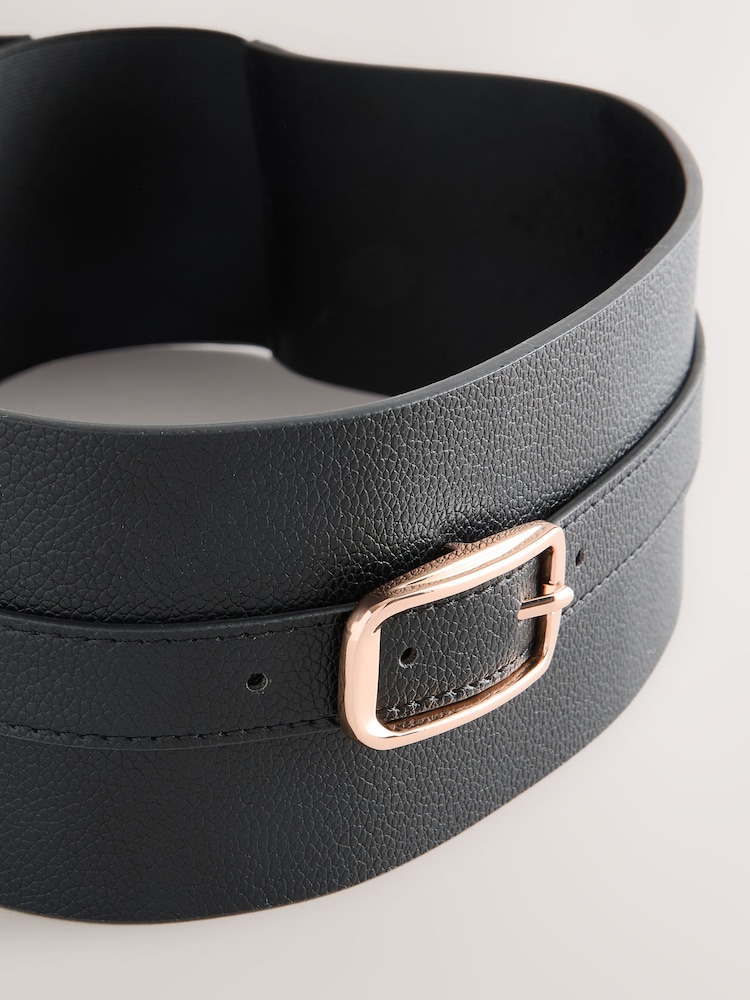 Black Wide Covered Buckle Corset Belt - Image 3 of 3