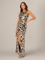 Adrianna Papell Blue Foil Asymmetric Gown - Image 1 of 5