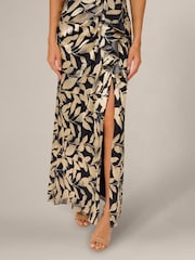 Adrianna Papell Blue Foil Asymmetric Gown - Image 4 of 5