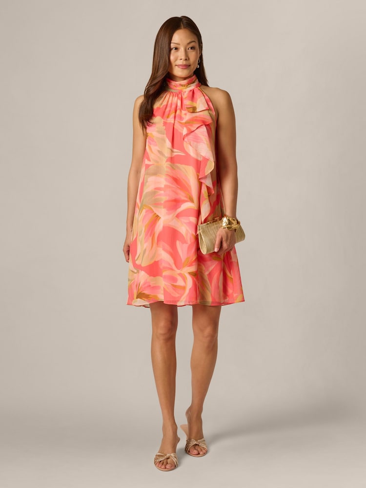 Adrianna Papell Pink Halter Trapeze Dress - Image 2 of 6 Adrianna Papell Pink Halter Trapeze Dress - Image 2 of 6