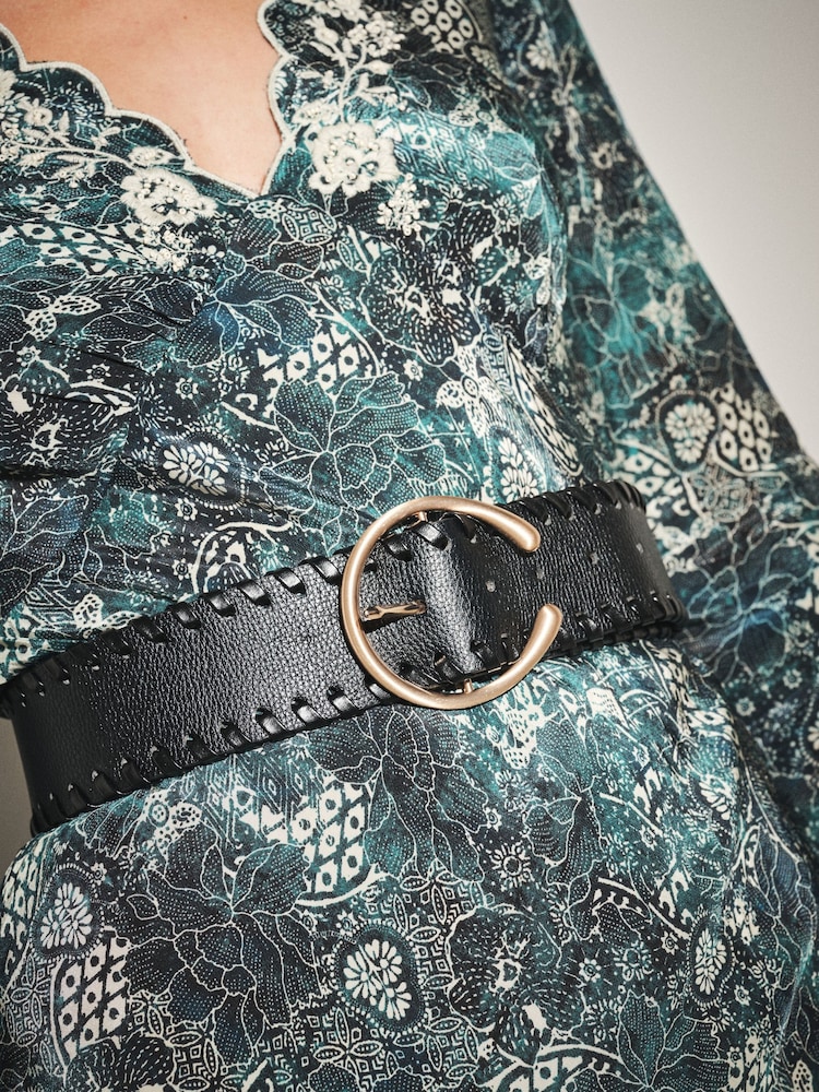Black Plait Detail Wide Belt - Image 1 of 6 Black Plait Detail Wide Belt - Image 1 of 6