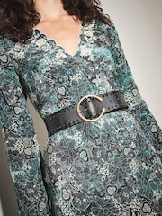 Black Plait Detail Wide Belt - Image 3 of 6