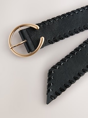 Black Plait Detail Wide Belt - Image 5 of 6