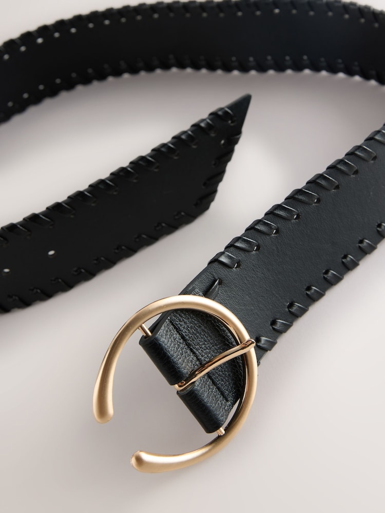 Black Plait Detail Wide Belt - Image 6 of 6 Black Plait Detail Wide Belt - Image 6 of 6