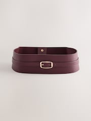 Burgundy Red Wide Covered Buckle Corset Belt - Image 4 of 6