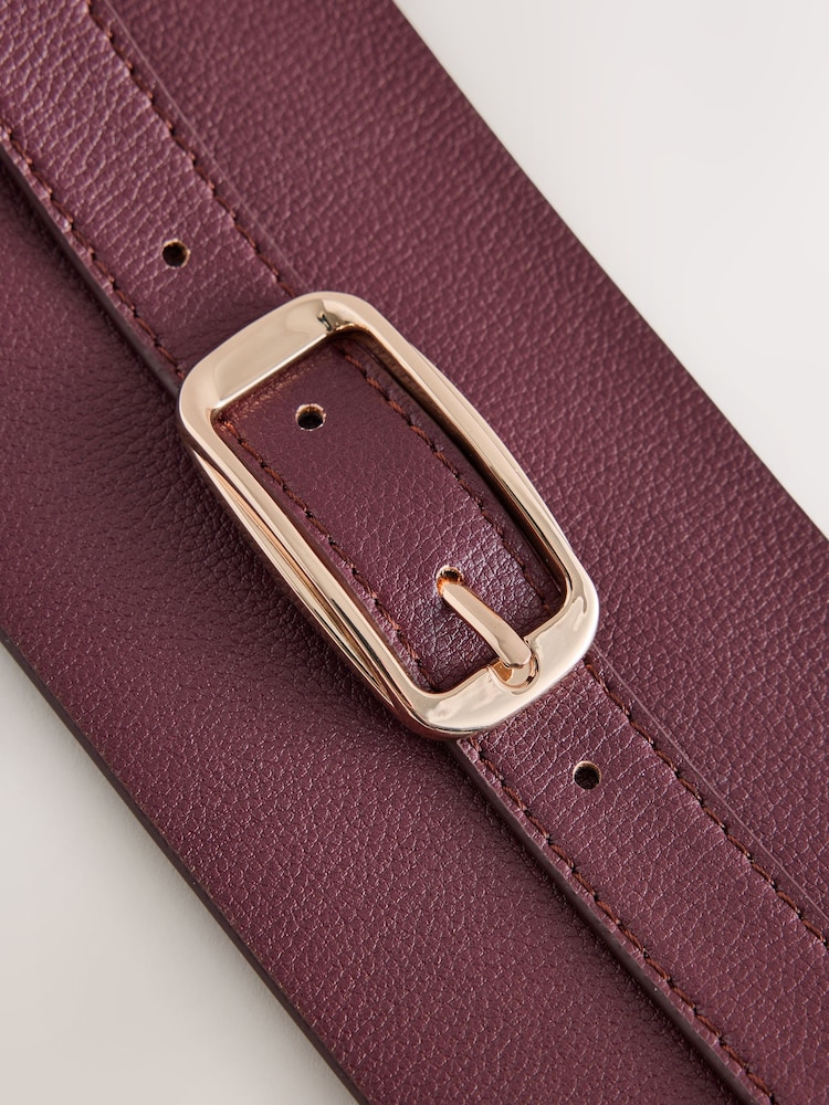 Burgundy Red Wide Covered Buckle Corset Belt - Image 6 of 6