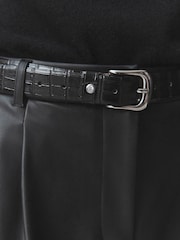 Qara Yüksək Parlaqlıqlı Crocs - N.Premium Regular İtaliyada istehsal olunmuş dəri kəmər - 3şəkildən 2 şəkil