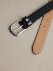 Black High Shine Croc - N.Premium Regular Made In Italy Leather Belt - Image 5 of 6
