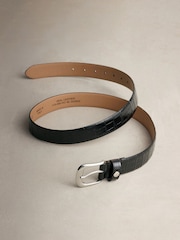 Black High Shine Croc - N.Premium Regular Made In Italy Leather Belt - Image 6 of 6