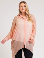 Yours Curve Pink Snake Print Longline Batwing Sleeve Shirt - Image 1 of 5