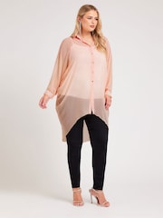 Yours Curve Pink Snake Print Longline Batwing Sleeve Shirt - Image 2 of 5