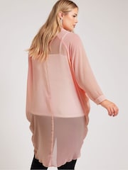 Yours Curve Pink Snake Print Longline Batwing Sleeve Shirt - Image 3 of 5